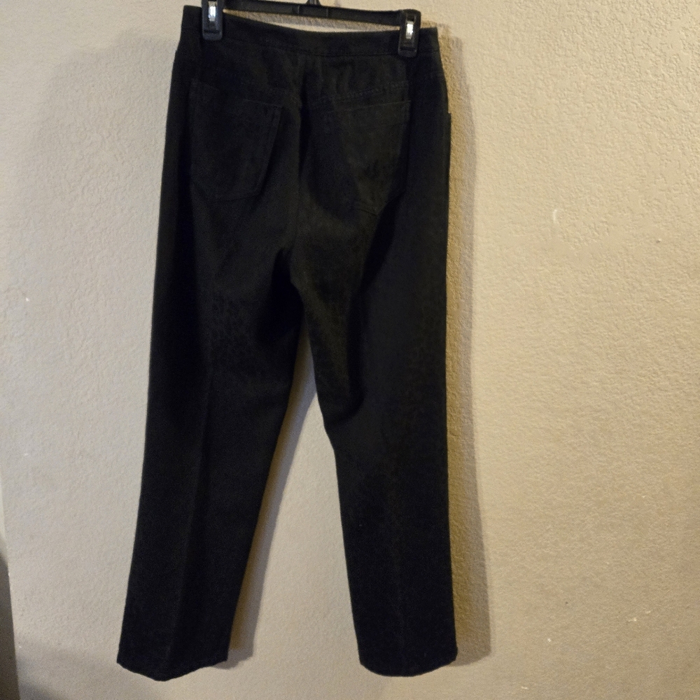 Liz Claiborne Liz Wear Womens Black On Black Animal Print Jeans Size 8 - Picture 4 of 10